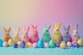 Happy easter foxgloves Eggs Easter artwork Basket. White Rejoice Bunny apple green. Easter egg hunt background wallpaper Royalty Free Stock Photo