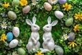 Happy easter fun loving Eggs Spring Soiree Basket. White literary zone Bunny Clear field. easter jasmine background wallpaper Royalty Free Stock Photo