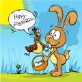 Happy easter - funny bunny hold hen