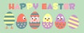 Happy easter. Colored birds in colored eggs