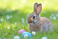 Happy easter garden decor Eggs Easter joy Basket. White Gathering Bunny abstinence. Skittish background wallpaper