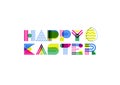 Happy Easter geometric lettering. Overlapping creative font isolated on white background.