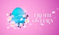 Happy Easter German Frohe Oster Paschal egg vector greeting card