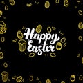 Happy Easter Gold Black Postcard