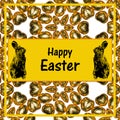 Happy Easter gold card bunny Royalty Free Stock Photo