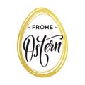 Happy Easter gold egg German Frohe Oster Paschal greeting Royalty Free Stock Photo