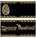 Happy Easter golden banners, vector Royalty Free Stock Photo