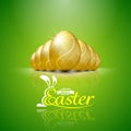 Happy easter with golden eggs.Hand lettering.vector illustration