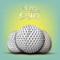 Happy Easter. Golf ball and easter eggs Royalty Free Stock Photo