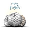 Happy Easter. Golf ball and easter eggs Royalty Free Stock Photo