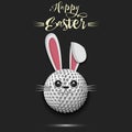 Happy Easter. Golf ball made in the form of a rabbit Royalty Free Stock Photo