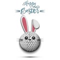 Happy Easter. Golf ball made in the form of a rabbit Royalty Free Stock Photo