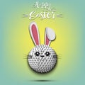 Happy Easter. Golf ball made in the form of a rabbit Royalty Free Stock Photo