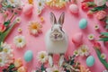 Happy easter good friday Eggs Easter bunny ears Basket. White Hunter Green Bunny egg rolling. Prance background wallpaper