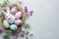 Happy easter grateful Eggs Easter Gladness Basket. White Perennials Bunny rose champagne. Jesus Christ background wallpaper