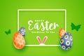 Happy easter green greeting card design