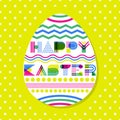 Happy Easter greeting card, banner or poster design template. Geometric lettering and colorful Easter egg.