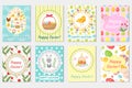 Happy Easter greeting card collection, flyer, poster. Spring cute set of templates for your design. Vector illustration Royalty Free Stock Photo