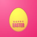 Happy Easter Greeting Card with Color Paper Easter Egg on Pink Background. Vector illustration Royalty Free Stock Photo
