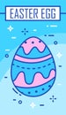 Happy Easter greeting card with colored egg on blue background. Thin line flat design. Vector banner Royalty Free Stock Photo