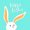 Happy Easter greeting card with colorful bunny. Vector illustration