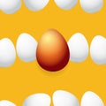 Happy easter greeting card with colorful golden egg and white eggs isolated on orange background. Vector Happy easter Royalty Free Stock Photo