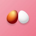 Happy easter greeting card with colorful golden egg and white eggs isolated on pink background. Vector Happy easter Royalty Free Stock Photo