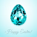 Happy Easter greeting card design with creative crystal easter egg on light background and sign Happy Easter, vector illustration