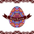 Happy Easter greeting card design with decorative egg, vector il Royalty Free Stock Photo