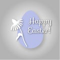 Happy easter greeting card with egg and flowers. Pastel color paper style illustration Royalty Free Stock Photo