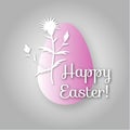 Happy easter greeting card with egg and flowers. Pastel color paper style Royalty Free Stock Photo
