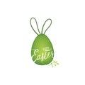 Happy Easter greeting card with egg and rabbit ears. Royalty Free Stock Photo