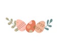 Happy Easter greeting card. Egg wreath. Bohemian style. Springtime concept. Religion holiday. Vector stock illustration Royalty Free Stock Photo
