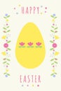 Happy Easter greeting card with flowers and egg. For card, invitation, banner, flyer