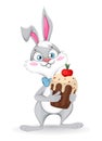 Happy Easter greeting card. Funny cartoon rabbit Royalty Free Stock Photo