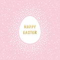 Happy Easter greeting card with gold letters and egg