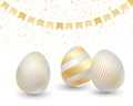 Happy Easter greeting card with golden eggs