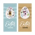 Happy Easter greeting card lettering text. Set of 2 postcard templates with message. Royalty Free Stock Photo