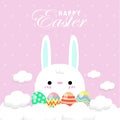 Happy Easter greeting card. Little Rabbit Bunny Easter banner template isolated on Background. Royalty Free Stock Photo