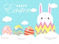 Happy Easter greeting card. Little Rabbit Bunny Easter banner template isolated on Background. Royalty Free Stock Photo
