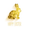 Happy Easter greeting card in low poly triangle style.