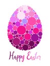 Easter egg with colorful circles concept design. Vector illustration with lettering in pink and burgundy colors