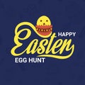 Happy Easter greeting card seamless pattern background with Easter calligraphy. Egg Hunt. Use for social media banner, post, Royalty Free Stock Photo