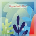 Happy Easter greeting card spring illustration. Easter design with typography, eggs colorful gradient. Royalty Free Stock Photo