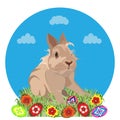 Happy Easter greeting card template, vector illustration