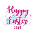 Happy Easter 2019 Greeting Design with Egg Background