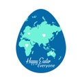 Happy Easter Greeting Design in Egg sign with World Map Background Royalty Free Stock Photo