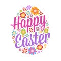 Happy Easter Greetings With Flowers Background