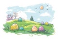 Happy easter grinning Eggs Renewed hope Basket. White orchid Bunny Easter festoon. Celebrate background wallpaper