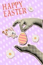 Happy Easter halftone retro collage poster Royalty Free Stock Photo